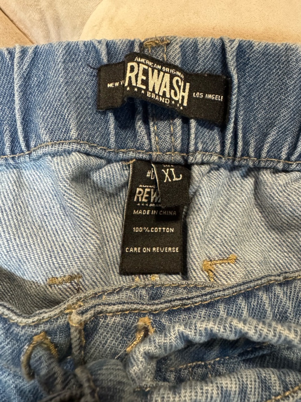 Rewash Women’s Wide Leg Drawstring Jeans Light Wash XL - Picture 3 of 4